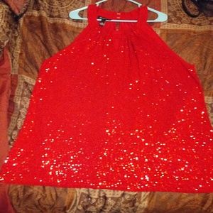 Women's 3X Red Sequined Dressy Tank Top